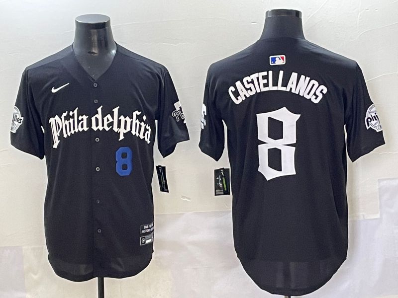 Men 2025 Philadelphia Phillies #8 Castellanos Black Five generations Joint Name Nike MLB Jersey style 4
